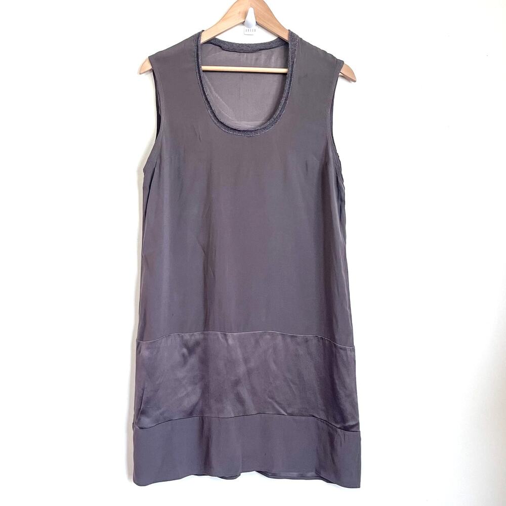 Silk Crepe‎ Forest Fairy A-Line Dress Size L Brown Minimalist Quiet Luxury Italy